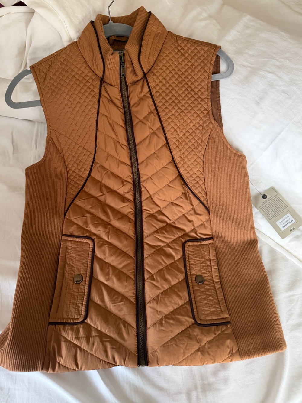 Bass Quilted Sleeveless Vest - Rust Brown